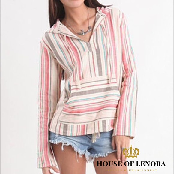 Roxy Other - ROXY Striped Beach Pull Over Hoodie Poncho - N0416-5